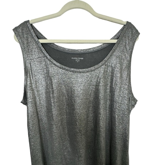 Eileen Fisher Organic Linen Silver Metallic Shimmer Tank, EUC, Size, 1, no flaws - Picture 8 of 8